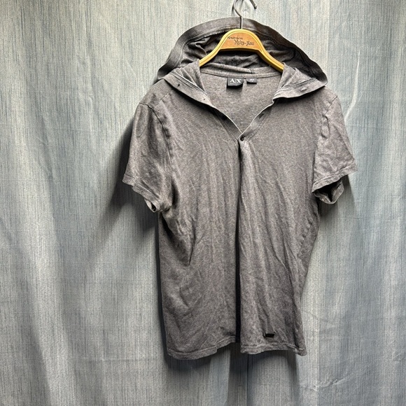 AX Armani Exchange Short Sleeve Hooded Shirt size large - Picture 2 of 8